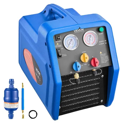 Image de VEVOR Appareil d'aspiration de réfrigérant Station d'aspiration de réfrigérant portable, 220 V/50 Hz, 1 450 tr/min, 3/4 CV avec système d'aspiration monocylindre pour réfrigérants A1 et A2L, appareil de récupération pour systèmes de climatisation automobiles et domestiques