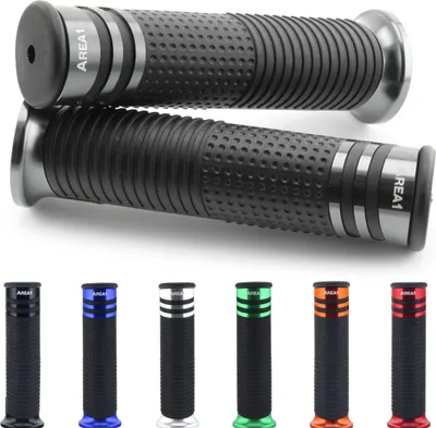Produktbild von Area1 universal Motorrad Griffe Lenkergriffe Motorroller Griffgummis 2 Stück 1x 22mm + 1x 24-25mm (7/8 / 1 Zoll) Grau