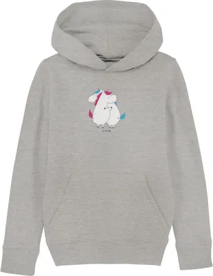 Produktbild von Mr. & Mrs. Panda Kinderpullover Einhörner Umarmen 5-6 Jahre (110/116) - Heather Grey - Geschenk, Einhorn, Sweatshirt, Liebe, Pullover, Unicorn, Familie, Kapuzenpullover