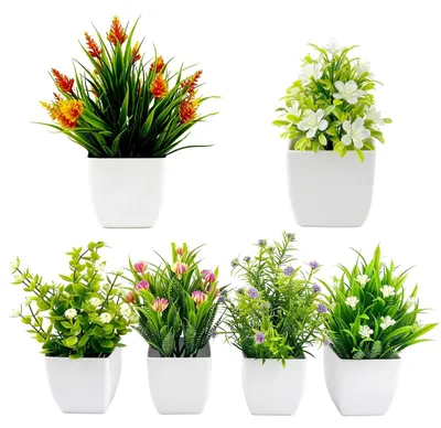 Immagine prodotto di Piante artificiali mini - Set di 6 - Con vaso - Plastica - Per interni