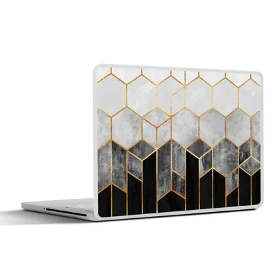 Produktbild von MuchoWow® Laptop Aufkleber Sticker Cover Gold - Sechseck - Chic - Muster - Luxus 32.5x23.5 cm - Sticker für Laptop - Selbstklebend