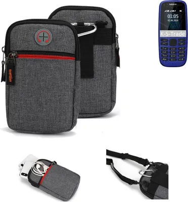 Produktbild von K-S-Trade Holster Gürteltasche kompatibel mit Nokia 105 (2019) Handy Tasche Schutz Hülle grau Zusatzfächer 1x