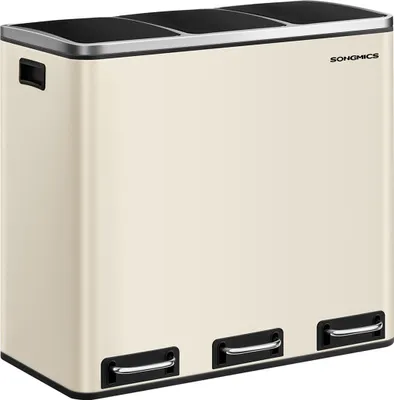 Produktbild von Abfalltrennsystem mit 3 Fächern à 18 Liter mit Deckel, sandbeige