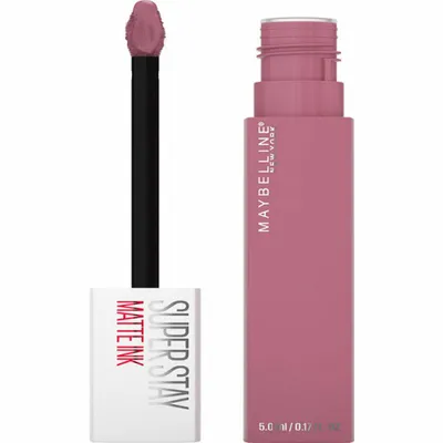 A Maybelline Superstay Matte Ink lipstick with its applicator wand.