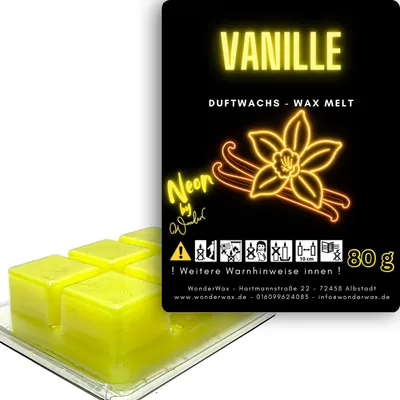 Produktbild von WonderWax Neon Duftwachs Wax Melts für Duftlampe, 6 Würfel Duftmelt Wachsmelt Sojawachs Neon Würfel für Raumdüfte, Wachs Duftöl Indoor Herbst Melts für Aromalampe Vanille
