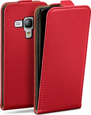 Produktbild von moex® Flip Case kompatibel mit Samsung Galaxy S3 Mini - Hülle mit 360 Grad Schutz, Rot
