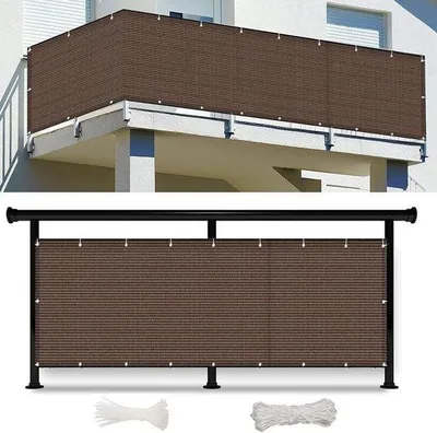 Obrázek produktu pro Terasový slunečník – ochrana před větrem na balkon – odolný proti UV záření a vodě – 100 x 500 cm – hnědý