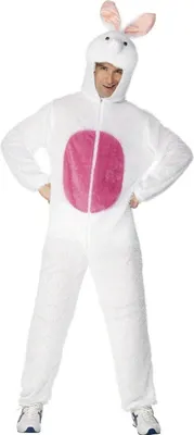 Produktbild von Weißer Flauschhase Kapuzenoverall Kostüm Größe: M