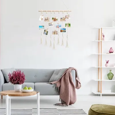 Wanddekoration mit Fotos, Fotocollage mit Clips und Bilderrahmen, ideal für kreative Wandgestaltungen