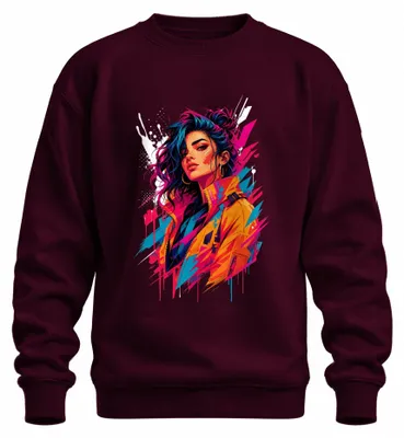 Immagine prodotto di Felpa con cappuccio in stile cyberpunk, ispirata alla moda urbana, con dettagli neon e motivi giapponesi, in stile anni 2000, colore bordeaux, taglia L