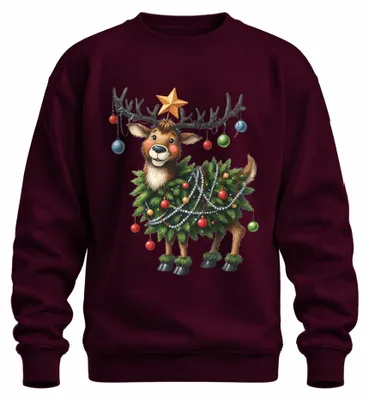 Immagine prodotto di Renna di Natale Carino Divertente Albero di Natale Palle Regalo Felpa Unisex Pullover, Borgogna, XXL