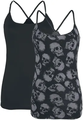 Produktbild von Black Premium by EMP Damen schwarze Tops mit Rundhalsausschnitt im Doppelpack XXL