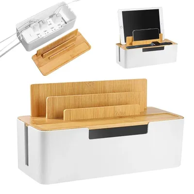 Produktbild von Solidchoice – Kabelbox aus Bambus mit Deckel zur Kabelorganisation