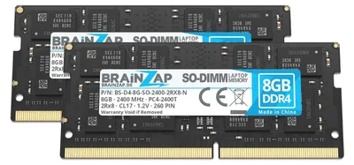 Produktbild von BRAINZAP 16GB DDR4 RAM SO-DIMM PC4-2400T 2Rx8 2400 MHz 1.2V CL17 Notebook Laptop Arbeitsspeicher (2x 8GB)