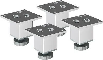 Produktbild von 4er Set sossai Höhenverstellbare Aluminium Möbelfüße 80mm in eloxiertem Design Schrankfüße Sockelfüße