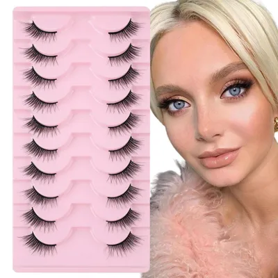 Produktbild von Halbe künstliche Wimpern 10 Paar Cat Eye Look Wiederverwendbar Leicht Handgefertigt H-76