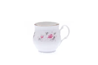 Produktbild von Thun 1794 Becher Jonah, tschechisches Porzellan, Bernadotte, 310 ml, rosa, gold gestreift, Thun