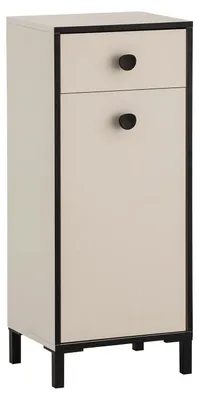 Produktbild von Midischrank - B 41 cm - 1 Tür - 1 Schublade - Cremebeige - Schwarz