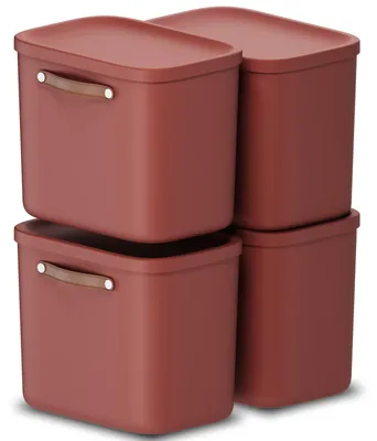Produktbild von Rotho Aufbewahrungsbox 4er-Set 25L Maloja - Kunststoffbox 40 x 23,5 x 34 cm - Box mit Deckel - Stapelbox sicher verschließbar - Plastikbox