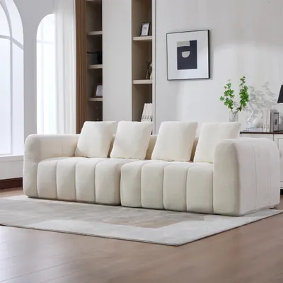 Produktbild von Ecksofa modulares Sofa 4-Sitziger Komprimierter Sofa (260x94,5x80cm), Tiefsitzende Polstersofa mit Armlehnen, Montagefrei für Wohnzimmer Schlafzimmer