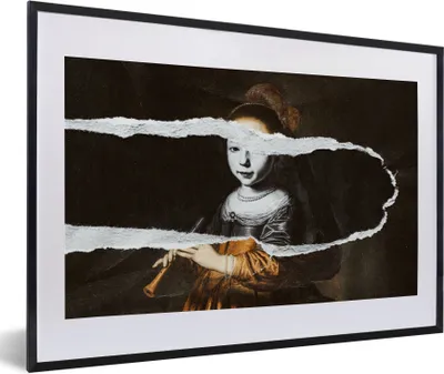 Produktbild von MuchoWow® Gerahmtes Poster Elizabeth-Spiegel - Schwarz - Weiß 60x40 cm - Poster mit Schwarzem Bilderrahmen Wandposter Rahmen Foto Bilder - Schlafzimmer - Plakat in Rahmen - Drucken
