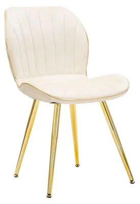 Zdjęcie produktu dla Zestaw 2 krzeseł Paris Space w kolorze kremowo-złotym – tapicerowane syntetycznym aksamitem krzesła z ergonomicznym oparciem – współczesny design glamour