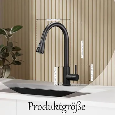 Zdjęcie produktu dla Bateria kuchenna Wysokociśnieniowa 3 funkcje Jednouchwytowa Bateria zlewozmywakowa obrotowa 360° stal nierdzewna