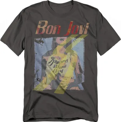 Produktbild von Bon Jovi - "Slippery When Wet" T-Shirt für Herren/Damen Uni TV20672 (S) (Holzkohle)