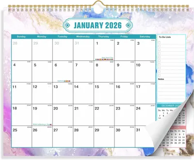 Immagine prodotto di Calendario da parete 2026/2027, 18 mesi, pianificatore familiare, da gennaio 2026 a dicembre 2027, con panoramica mensile