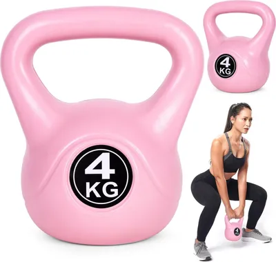 Image de Kettlebell 4 kg pour l'exercice, haltère, balle de musculation, charge de fitness, rose, ModernHome