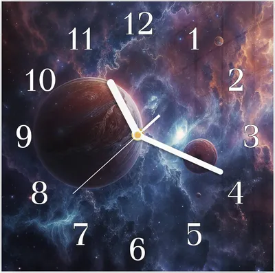 Produktbild von Wanduhr aus Glas mit Motiv Galaktische Welten- 30 x 30 cm - inkl. Aufhängesystem