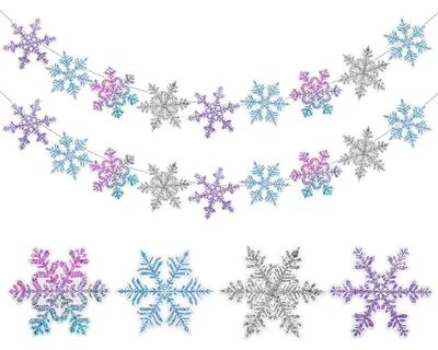 Produktbild von Schneeflocken Girlande 2 Stück Hängende Deko für Geburtstag & Weihnachten