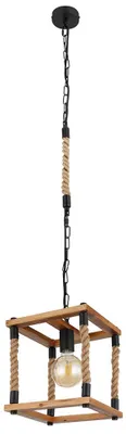 Produktbild von Hängeleuchte, Holz, Hanfseil, naturfarben, schwarz, H 120 cm