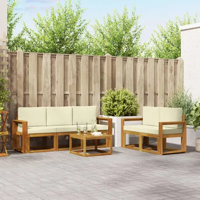 Produktbild von Outdoor-Sofagarnitur - VIDAXL - Terrassen-Sofa - mit Kissen - 6 pcs - Natur und Creme