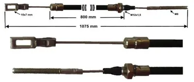 Produktbild von 1 Stück - Bremsseil für Peitz - HL: 800mm - GL:1075 mm + Gabelkopf