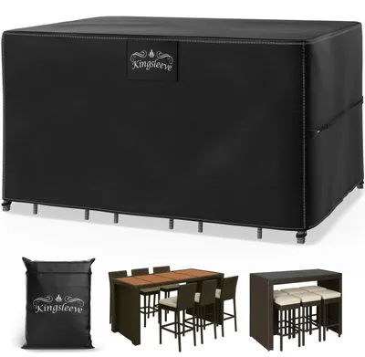 Image de Kingsleeve® Bâche de protection extérieure pour table de bar 187 x 120 x 86 cm - Housse pour table de jardin, bache de protection imperméable pour meubles de jardin - Tissu Oxford, coupe-vent et anti-UV