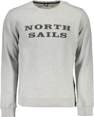 Produktbild von Grauer Herrenpullover aus Baumwolle mit Logo & Rundhalsausschnitt
