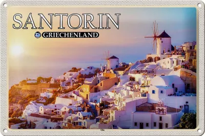 Produktbild von Blechschild Reise 30x20cm Santorin Griechenland Oia Küstendorf