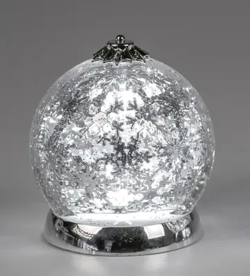 Produktbild von formano LED Deko Kugel Klar Silber 14 cm mit Wasser und Timer 6h/18h Weihnachten