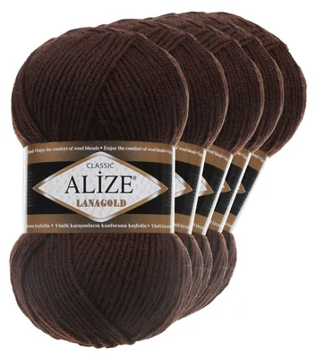 5 x 100g Strickgarn ALIZE Lanagold schokobraun