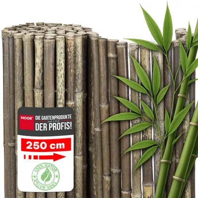 Produktbild von NOOR Bambusmatte BLACK EDITION 90x250 cm - Sicht- & Windschutz aus schwarzem Bambus für Balkon, Terrasse & Garten - Bambusrohre 20-35 mm