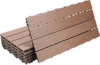 Immagine prodotto di Vigevee 20 x 24 cm marroni, piastrelle per terrazze, 6 pezzi, piastrelle a incastro effetto legno, piastrelle in WPC