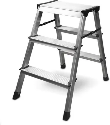 Produktbild von Faltbare Aluminium-Haushaltsleiter – 2 x 3 Sprossen, maximale Belastbarkeit: 150 kg