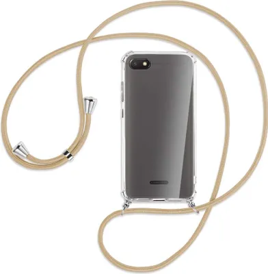 Produktbild von Handykette Backcover-Schutzhülle mit Band (Metall silberfarben) für Xiaomi Redmi 6A - caramel
