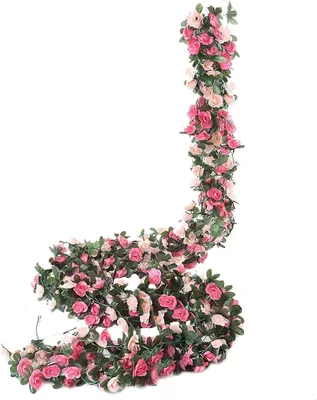 Produktbild von 5 Stš¹ck Kš¹nstliche Rosa Girlande 2,45 Meter Blumengirlande Rosen Reben Seidenblumen im Freien H?ngend Kunstblumen Deko fš¹r Hochzeitsbogen Schlafzimmer Wand Kulisse Garten Dekoration