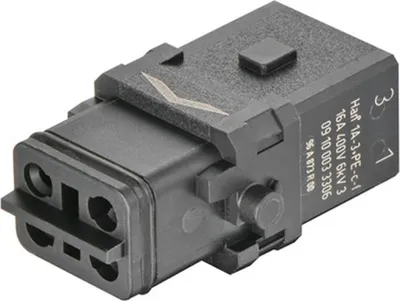 Produktbild von HARTING Han 1A Kompaktsteckverbinder Buchseneinsatz (F) Crimpanschluss, 3-polig+PE 400V, 16A - 1 Stück