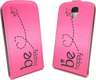 Produktbild von Handyhülle Tasche für Handy Samsung Galaxy S4 Be Happy Pink