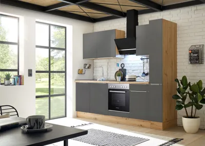 Produktbild von Küche Küchenzeile Küchenblock Marleen Premium 250 cm Grau Artisan Eiche Respekta