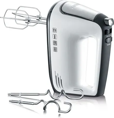 Image de Batteur électrique SEVERIN HM3830 - 5 vitesses + fonction turbo, 1 600 tours/min, 2 fouets et crochets inox