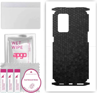 Produktbild von apgo Rückseite + Seiten Schutzfolie, Skin, kompatibel mit Oppo Reno 6 Pro 5G, Hinten Displayschutzfolie aus Vinylfolie, kratzfest, einfache Montage - Schwarze Honigwabe